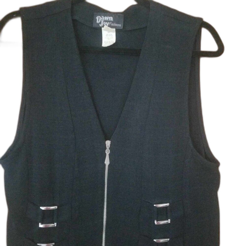 Vintage Zip Black Vest with Hardware Goth Grunge Witchcore Fits S-M-L